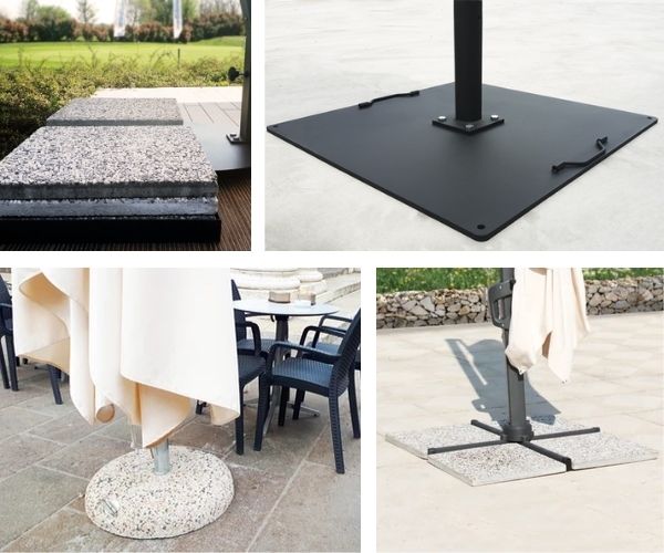 diversi tipi di basi per ombrelloni