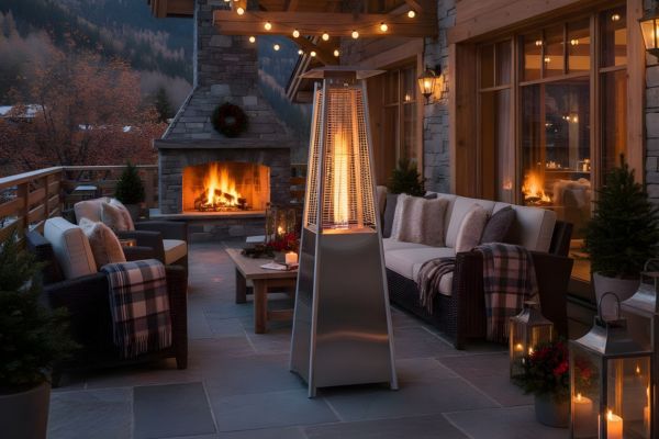 Fungo riscaldante al centro di una terrazza