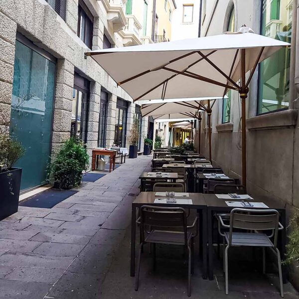 DSKJHI Mezza Base Ombrellone per Balcone Piccolo, Regolabile in Altezza Palo in Acciaio Rettangolare Parasole ø 200cm / 250cm Ombrellone mezzaluna (Colore : Marrone, Misurare : 200X100cm(with base