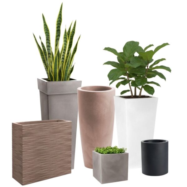 vasi in resina di diverse forme