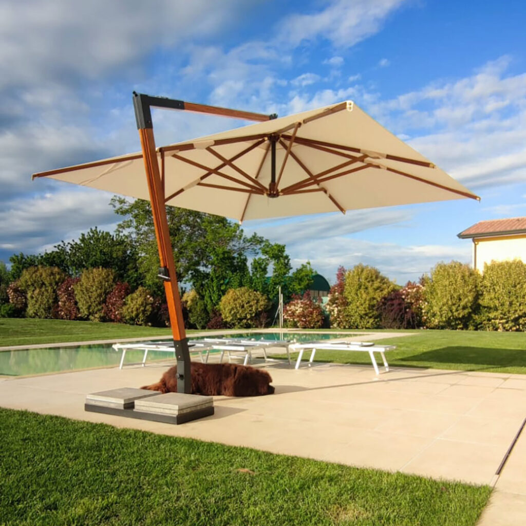 Ombrellone decentrato in legno mod. San Francisco 4×4 mt