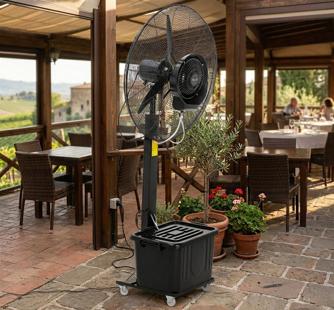 ventilatore nebulizzante da terra da esterno